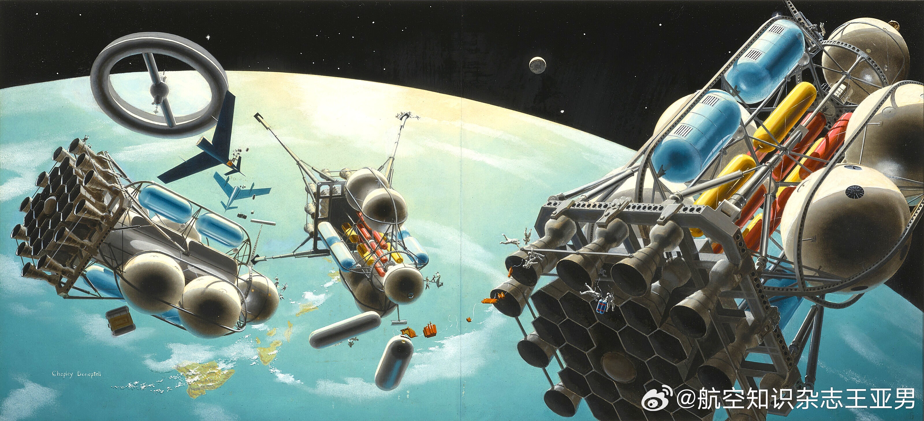 #航空创作计划#1952年美国艺术家切斯利·邦内斯泰尔为《科利尔》周刊绘制的插