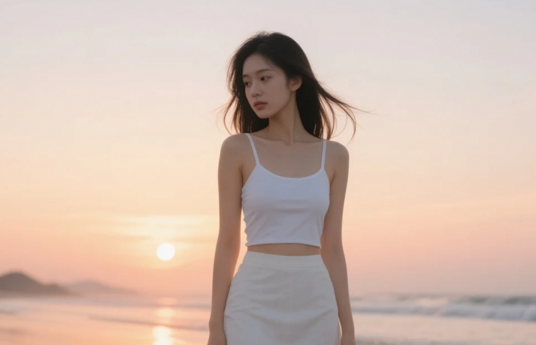 落日与美人同框，这一刻值得永久珍藏