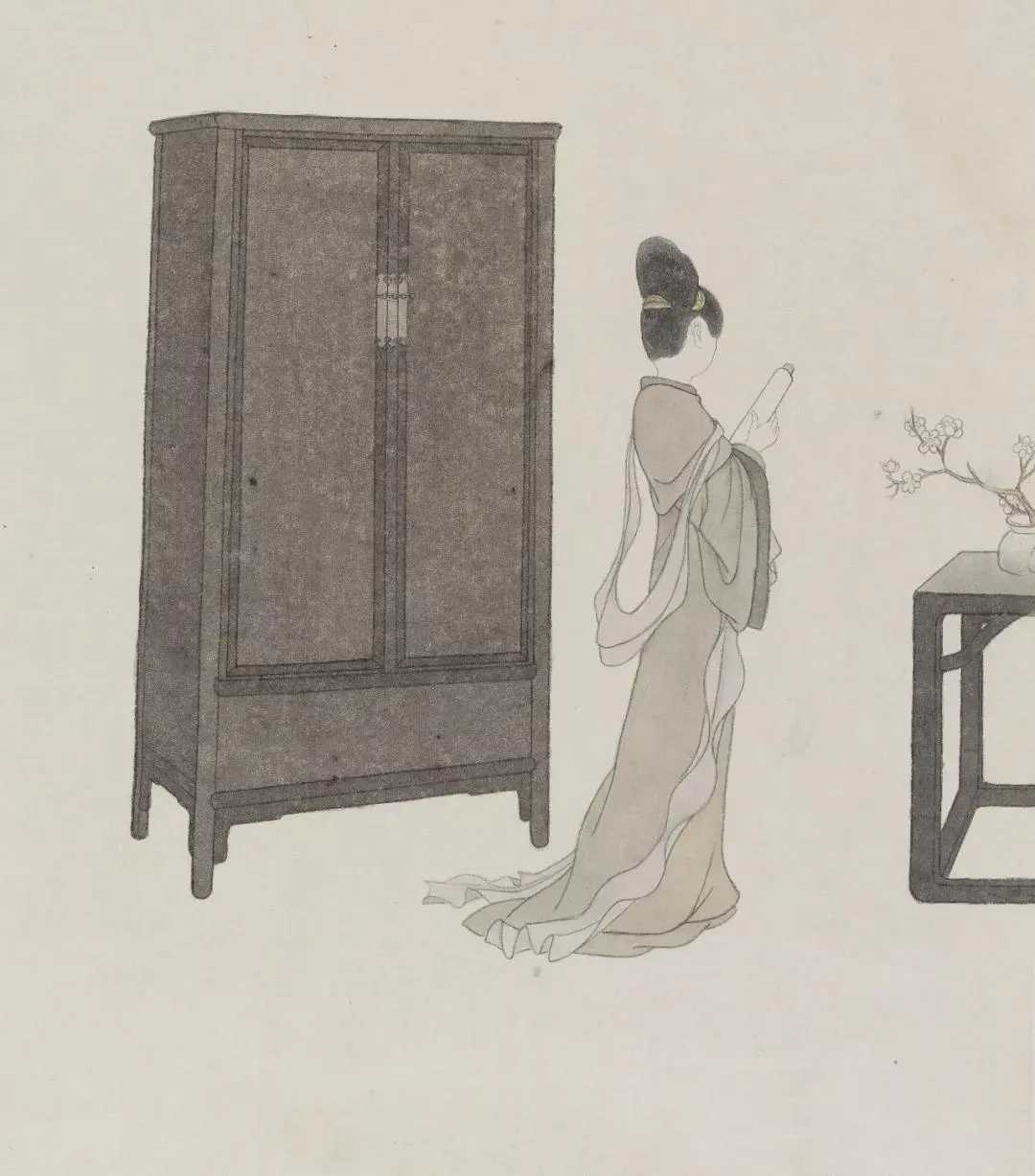 国画里的中国家具。“器以载道”，是中国传统造物的意境，讲究通过物的形态语言传达出