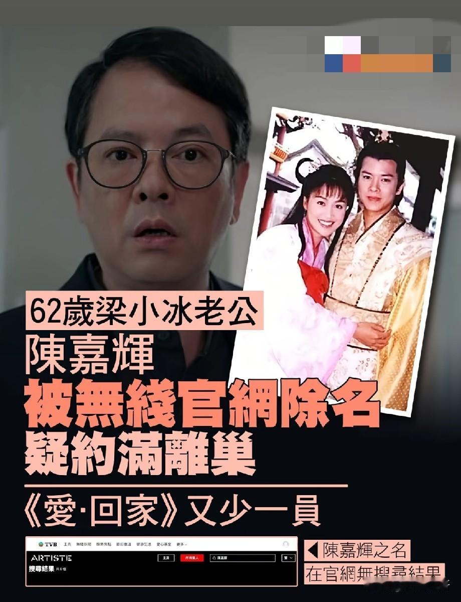 62岁陈嘉辉遭TVB官网除名！《爱·回家》又少一员，与梁小冰25年模范婚姻近况引