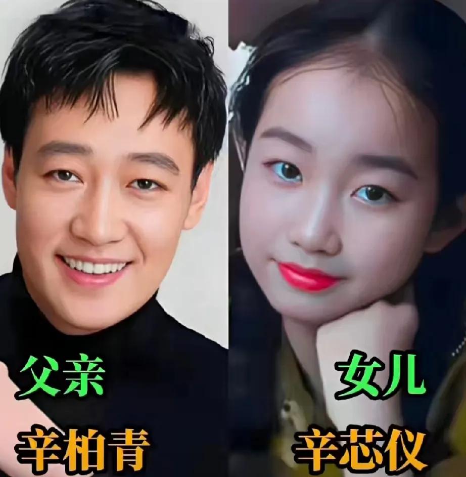 贾乃亮父女俩长得像。辛柏青父女俩长得像。夏雨父女俩长得像。王阳父女俩长得像