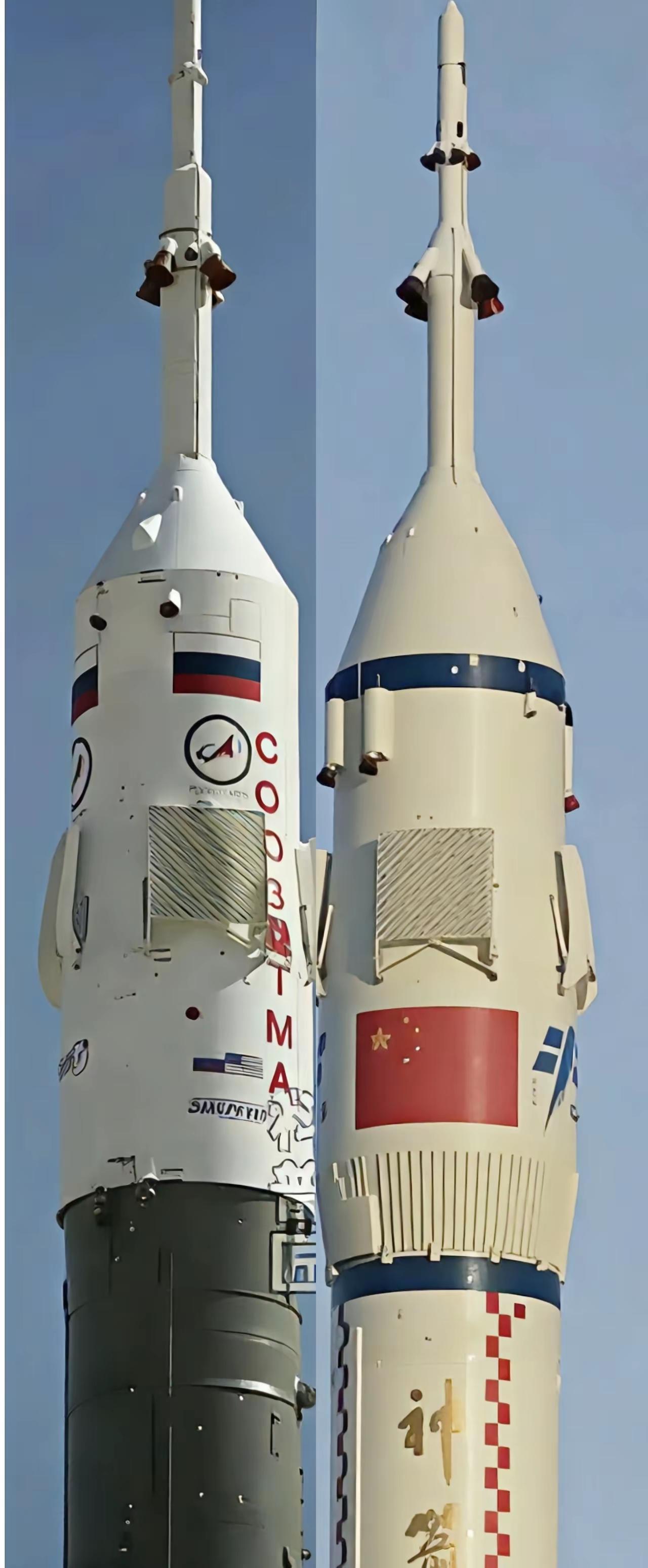 这次终于看清楚了！瞧见中俄火箭顶上这根“金箍棒”没？它可不是避雷针，而是宇航员