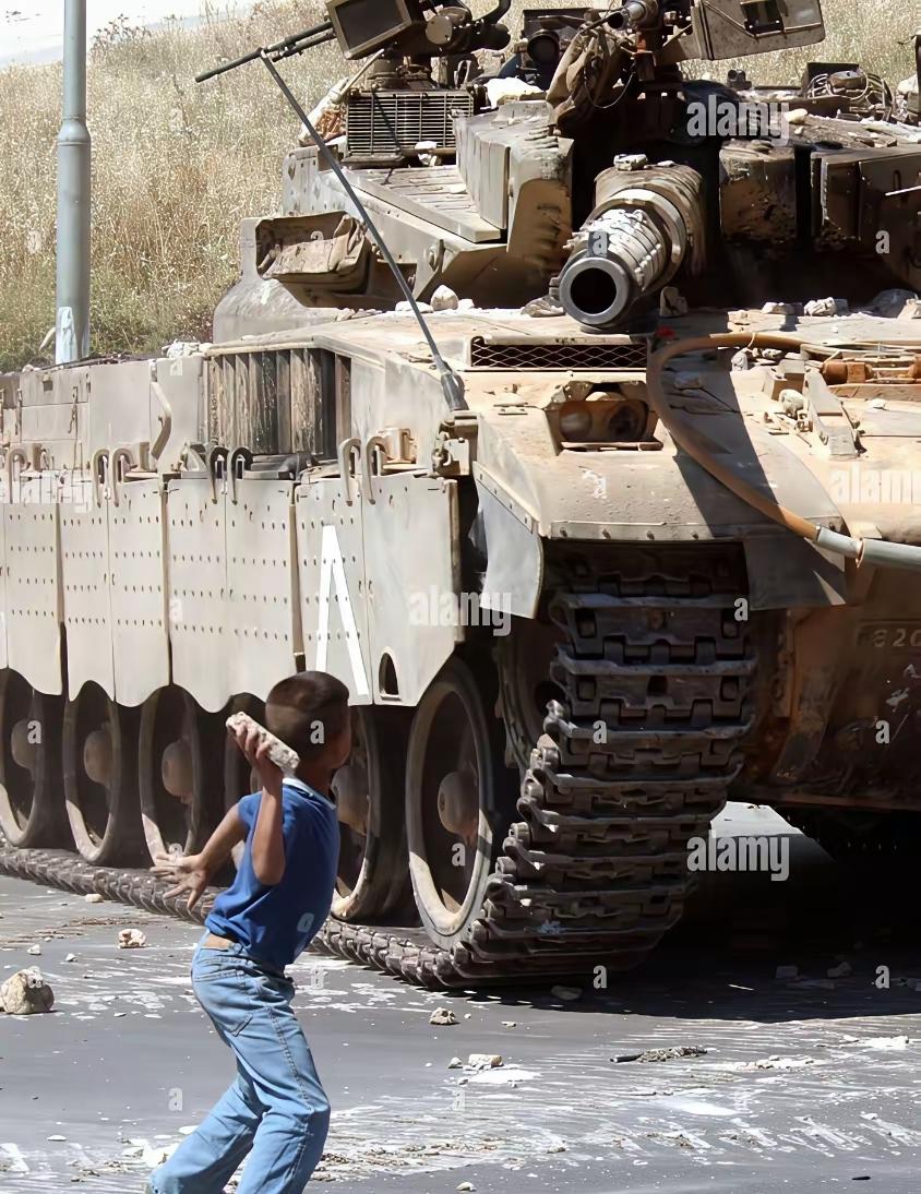 一个孩子，面对坦克却毫无惧色，无所畏惧。不是勇敢，是家没了，亲人没了，世间再无