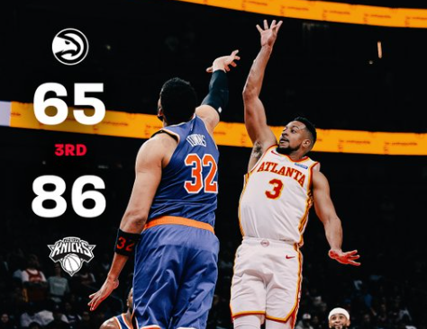 唐斯三双尼克斯客场大胜老鹰, 将系列赛大比分扳平为2-2