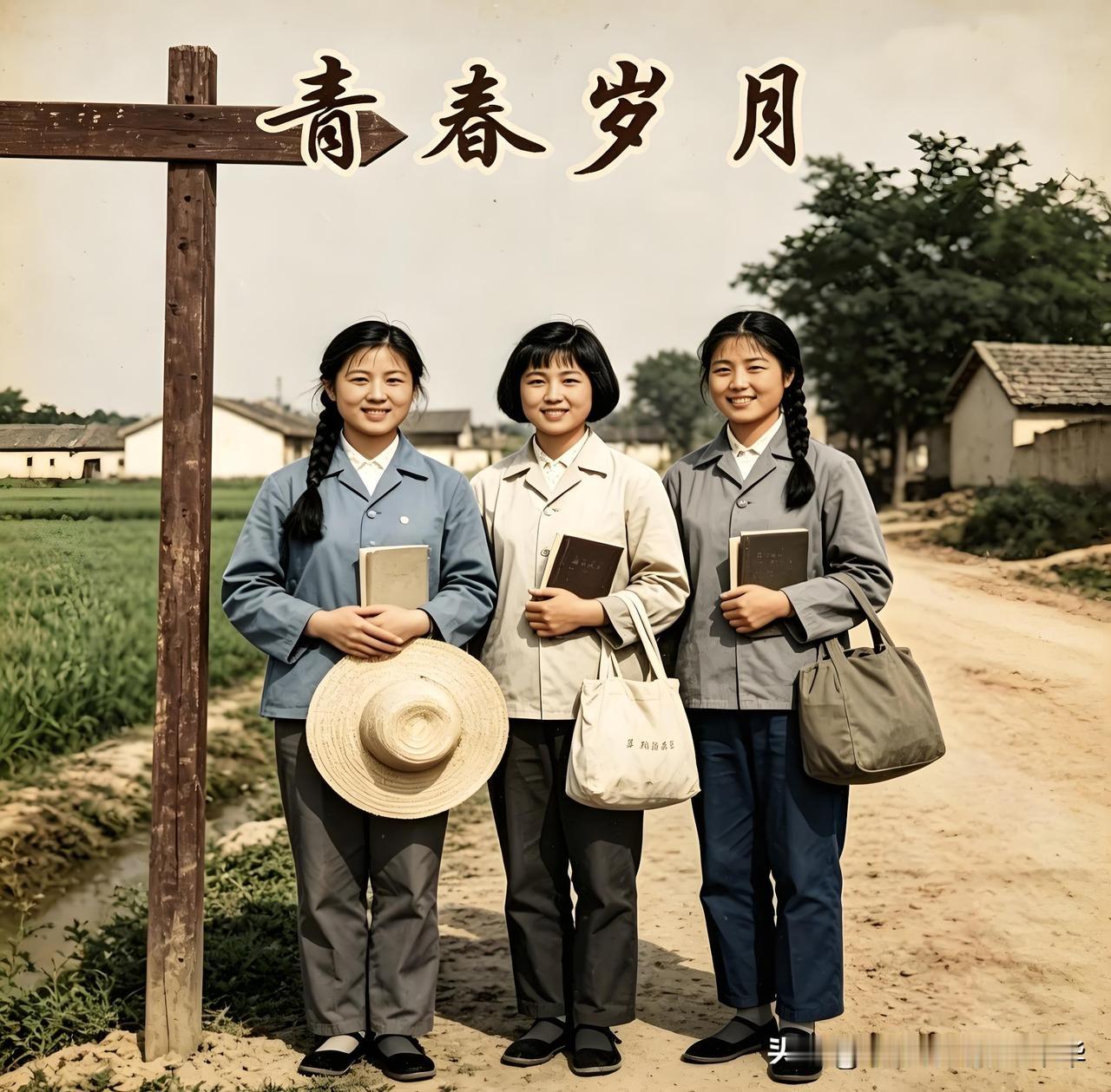 田野间的芳华，难忘知青青春岁月这张泛黄的老照片定格了在那个特殊年代里的三位