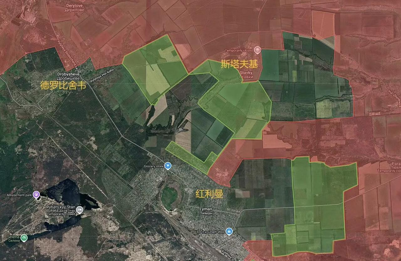 俄军西部集群在红利曼方向干活了，取得了不少进展，尤其是对乌军补给线的封锁更严密。