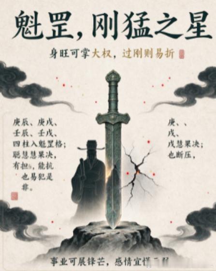 【八字魁罡，刚猛之星】魁罡，是八字里很特别的神煞，只有日柱为庚辰、庚戌、壬辰、戊
