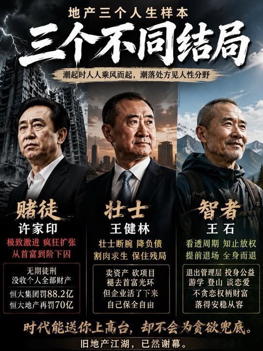 许家印王健林王石人生样本潮起潮落间，最见选择与分寸——许家印、王健林、王石的人生