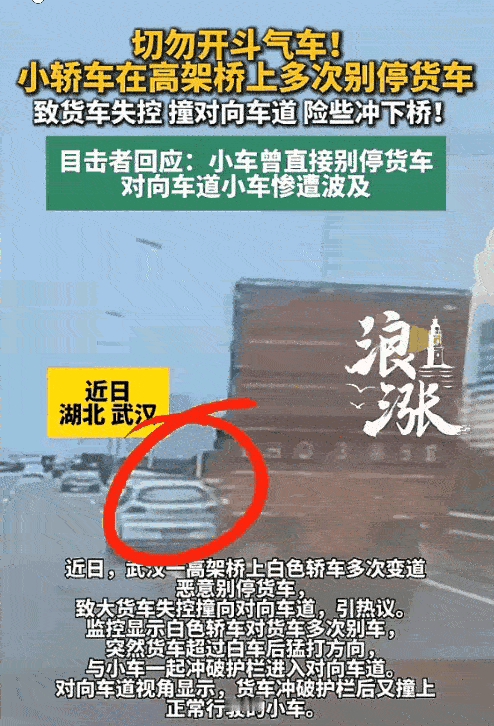 6月6日，湖北武汉一处高架桥上。车流密集且车速较快，一场惊险的路面冲突在此上演