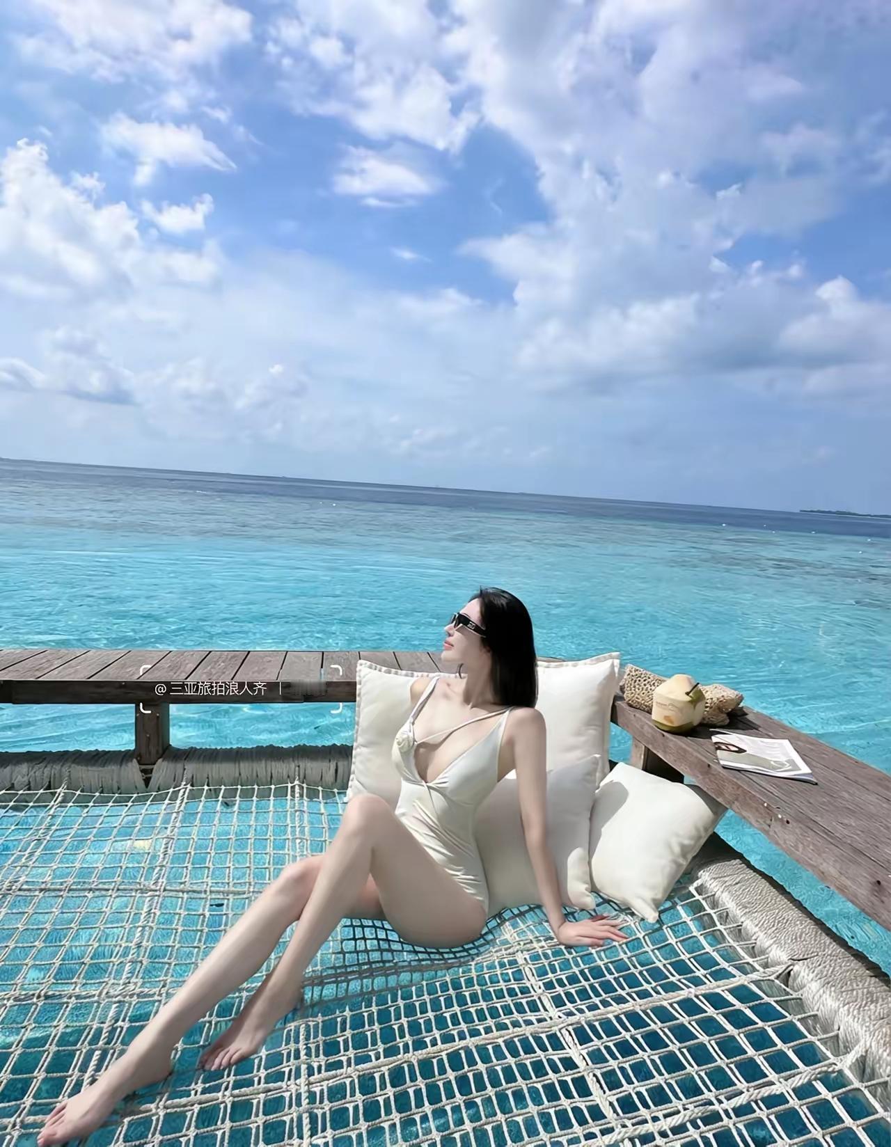 天呐‼️艾迪逊拍出马尔代夫的感觉👙🌴🏖️🤩艾迪逊沙滩俱乐部泳池吊床太