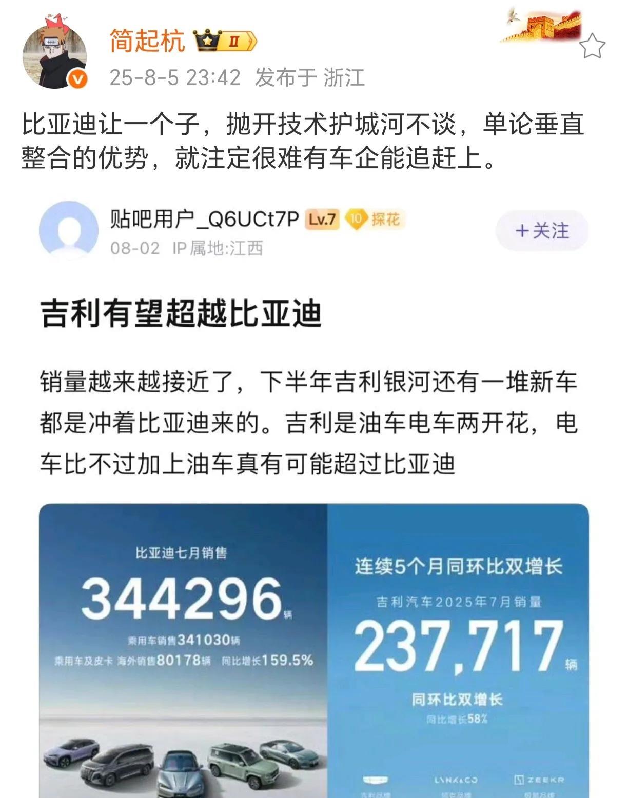吉利有望超越比亚迪[微笑]