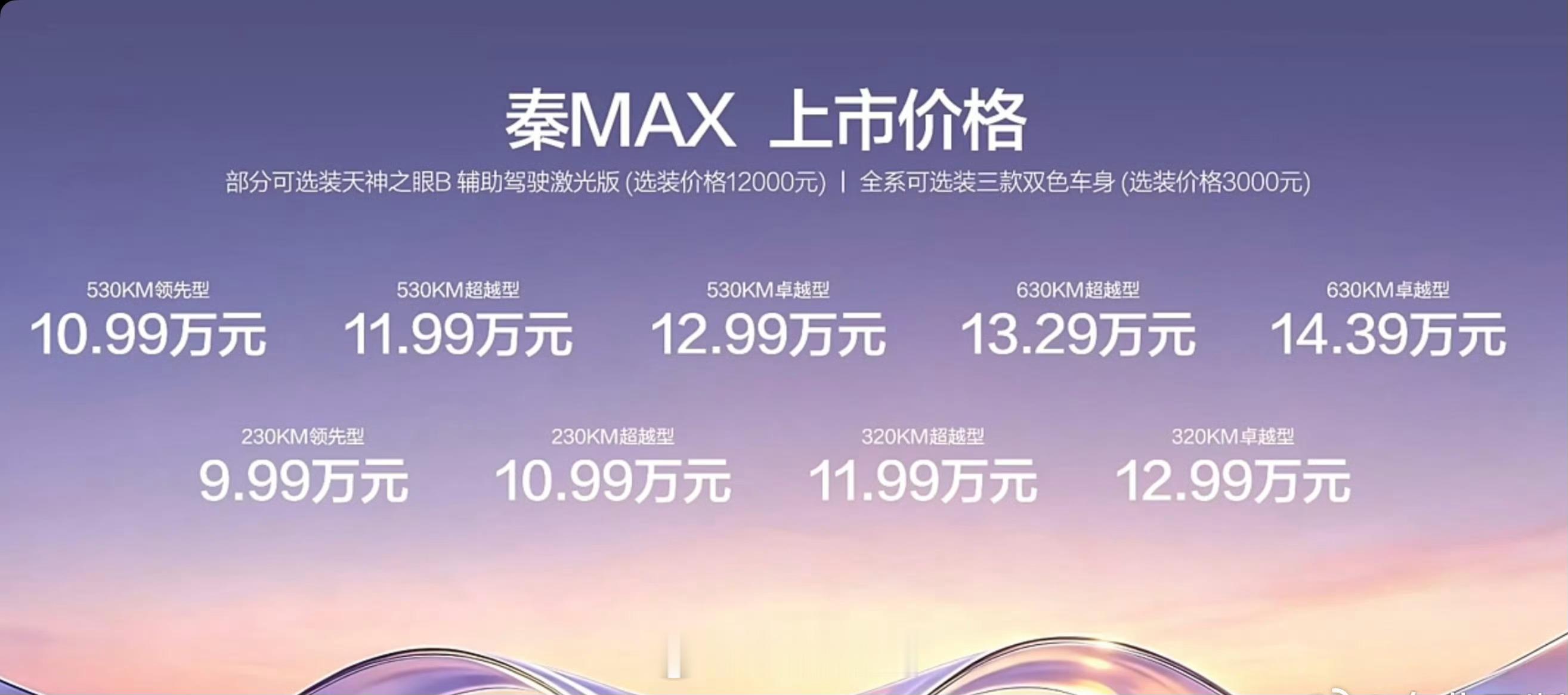 比亚迪秦MAX纯电和插混双版本的价格出来了……还是很有吸引力的。充电速度秒杀其他