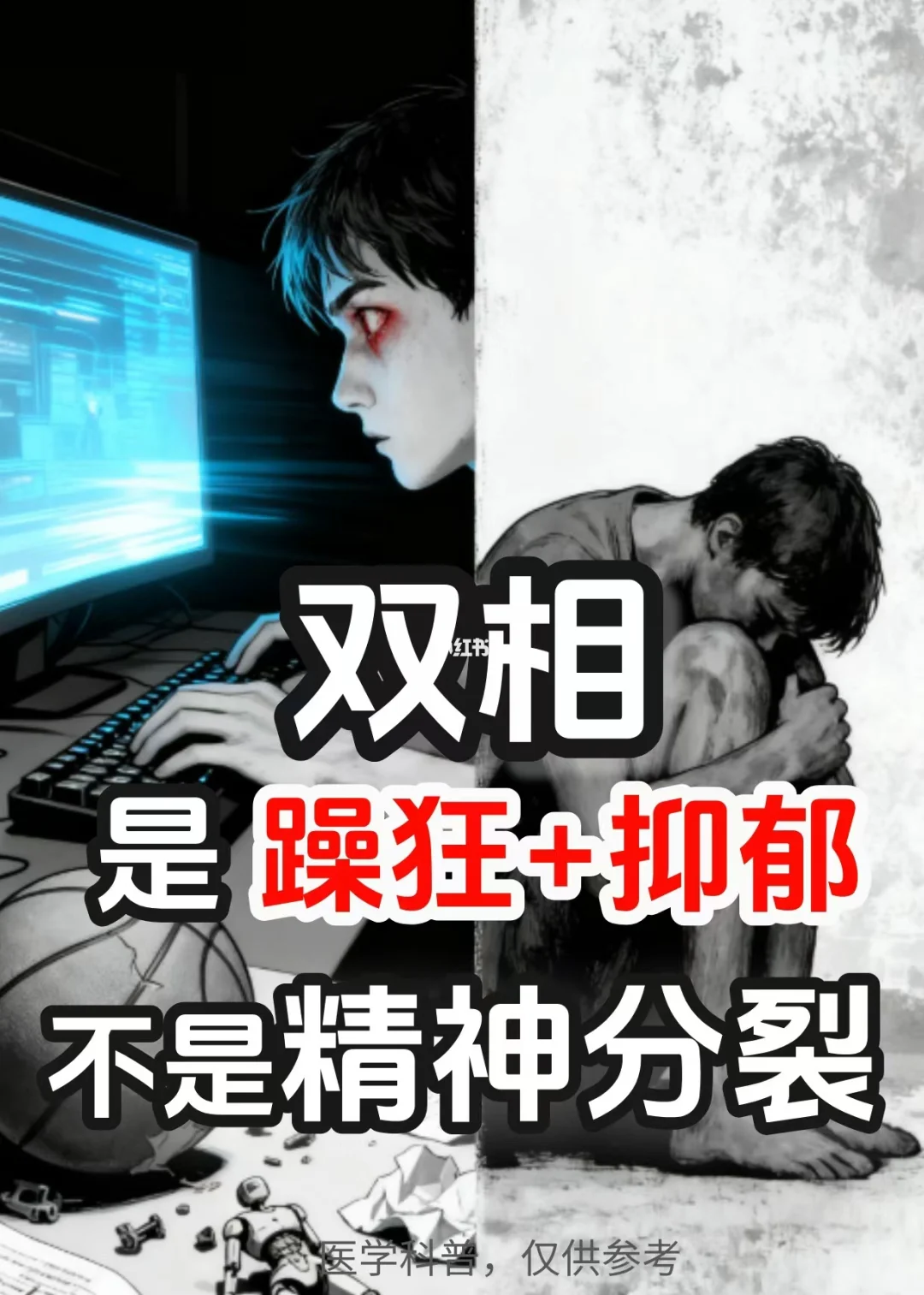 双相情感障碍，是躁狂+抑郁，不是精神分裂