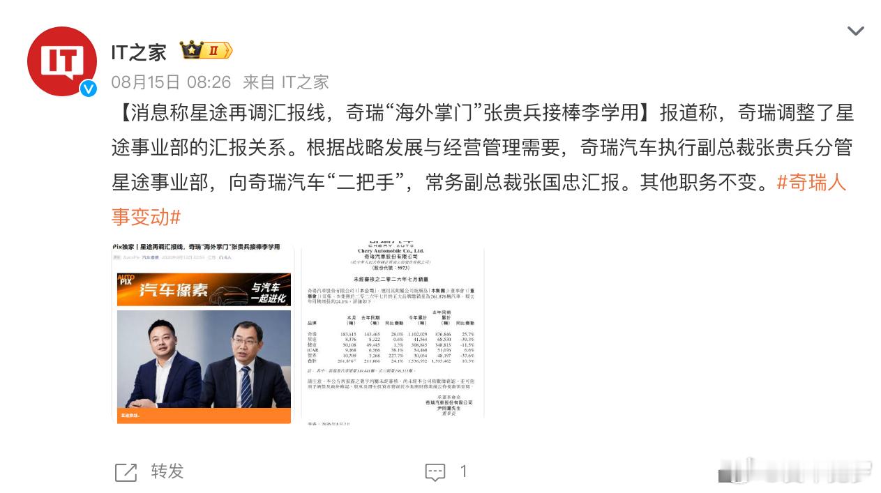 星途再换帅！奇瑞这步棋，把“高端局”交给了“出海老将”奇瑞又对星途动刀了。这一次