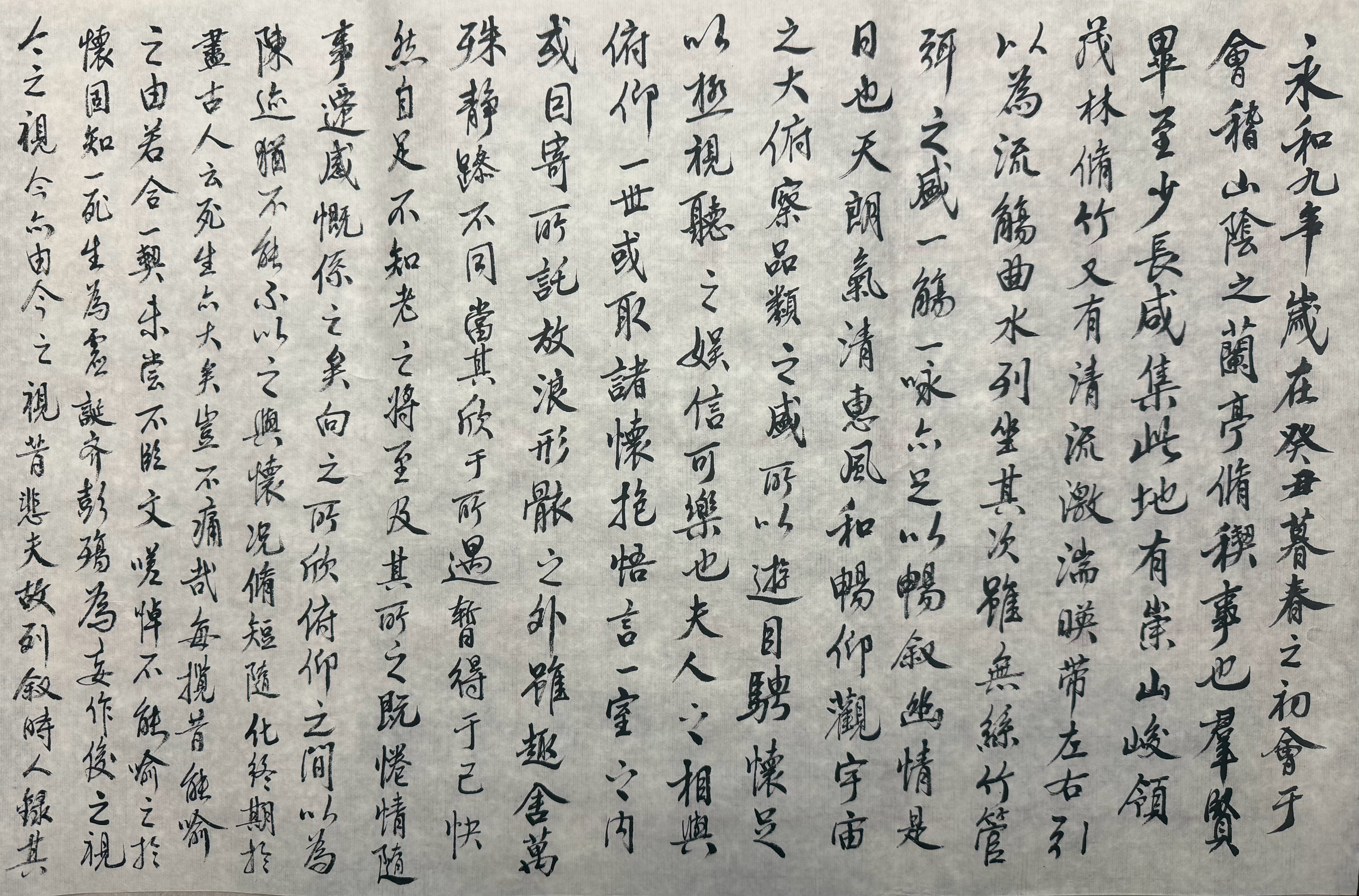 今天心血来潮，用小楷写《兰亭序》，纸张太小，这么小的字还没有写完。