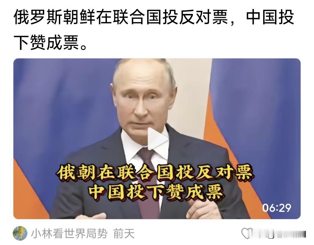 联合国通过重要决议，中国投票赞同，俄朝投票反对。是什么决议呢？看了评论区才知
