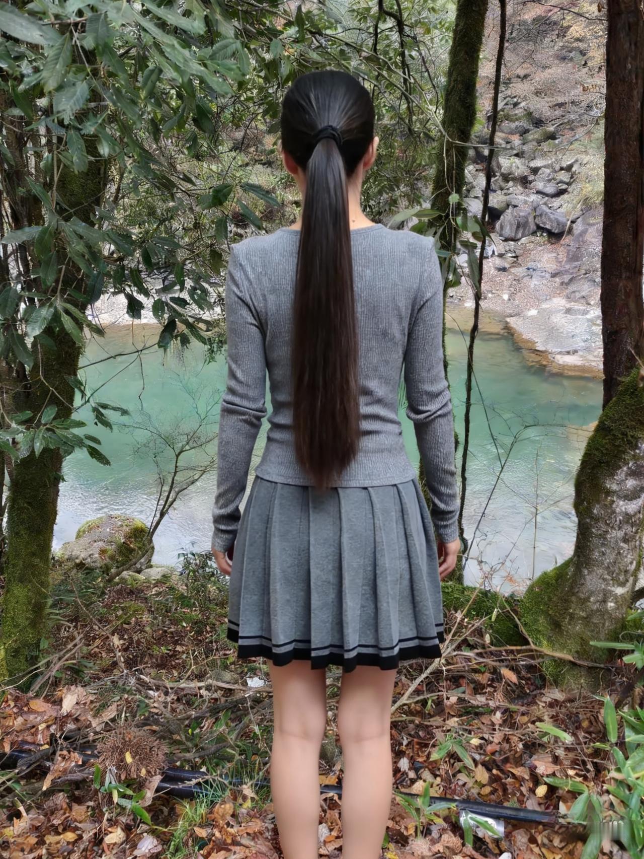 幽林藏碧涧，独立久徘徊。马尾牵云动，裙裾带露开。苔痕侵石径，木叶下苍苔。目