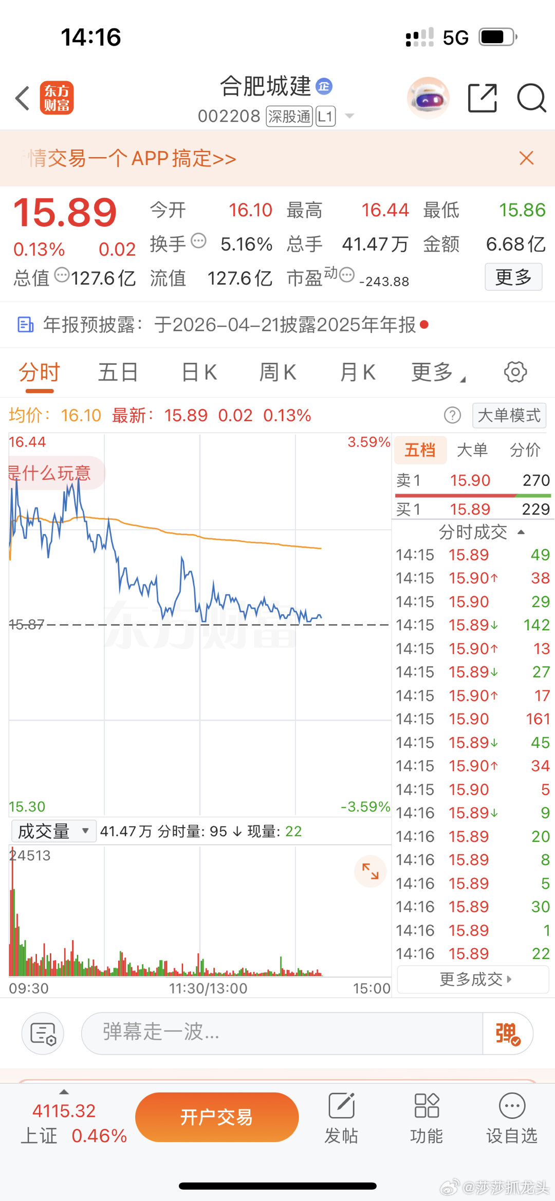 合肥城建今天的走势想不想我做博纳的时候？