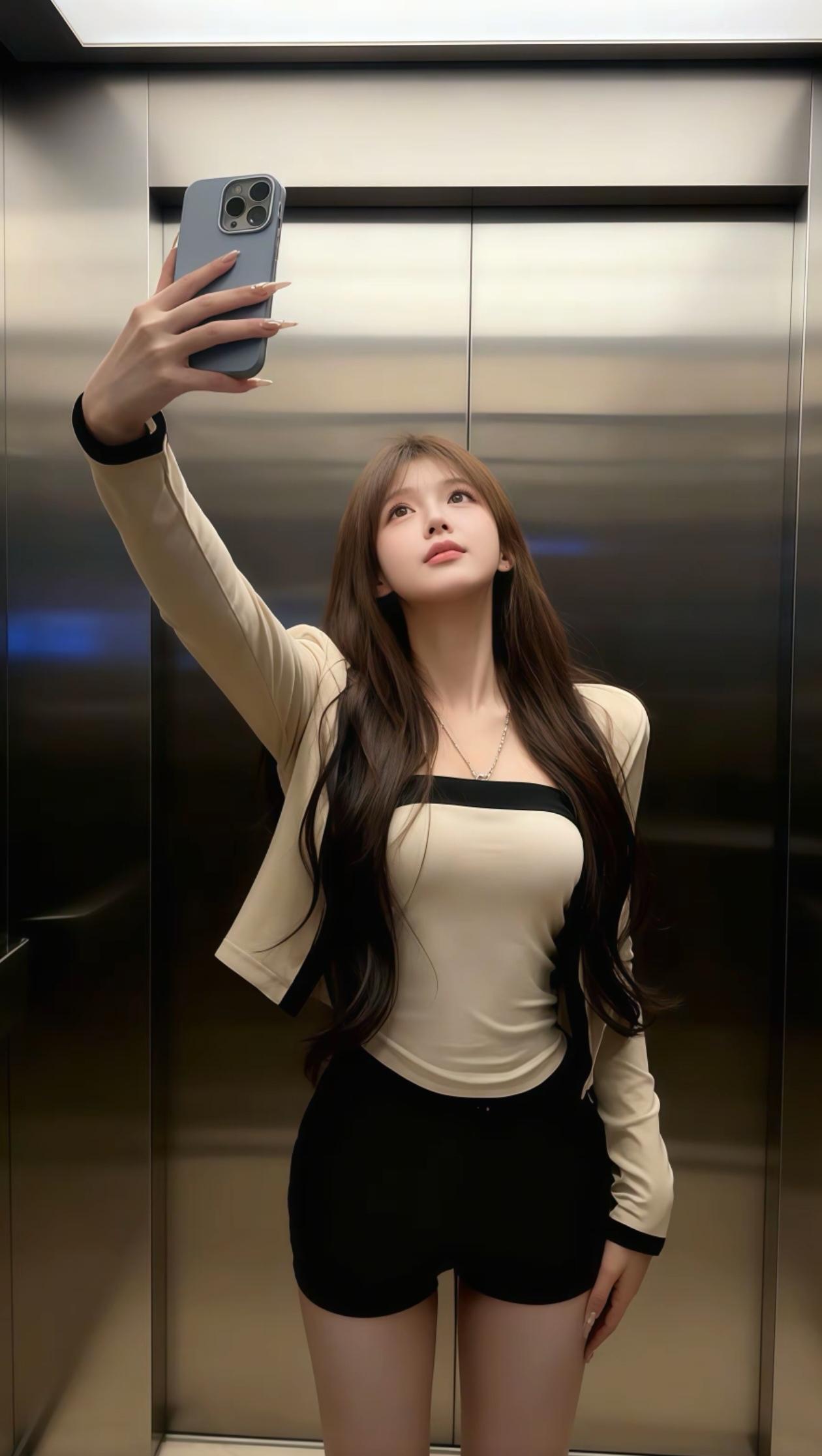 镜中人影动，电梯自悠然。