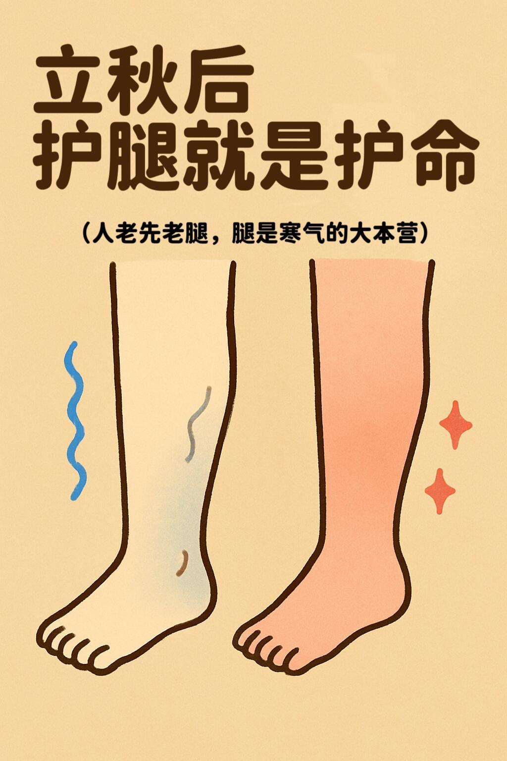 立秋后，护腿就是护命！泡脚+艾灸→祛寒湿穴位按摩→活血气饮食调理→健