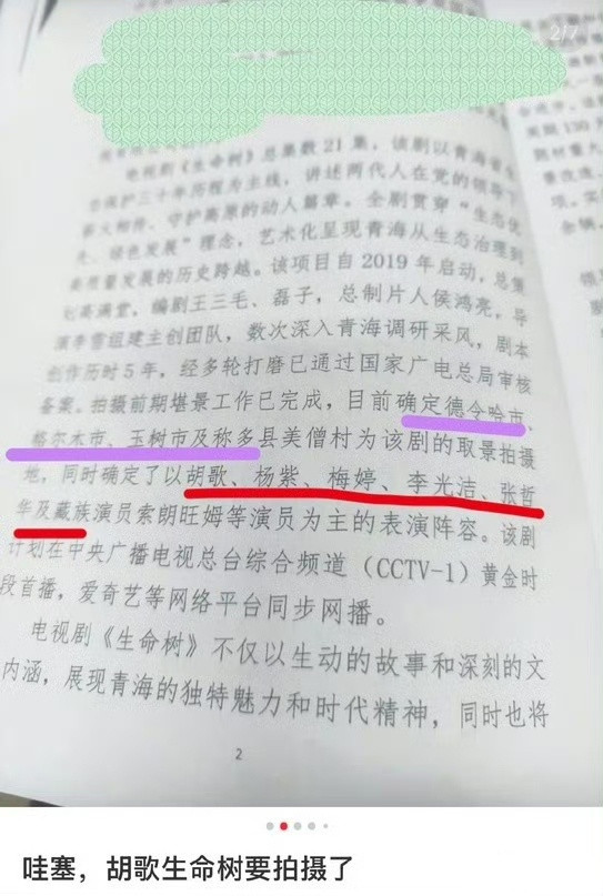 这个生命树是彻底定了吗？看着班底很豪华呢👀杨紫胡歌的搭配狠狠期待一下！总策划：