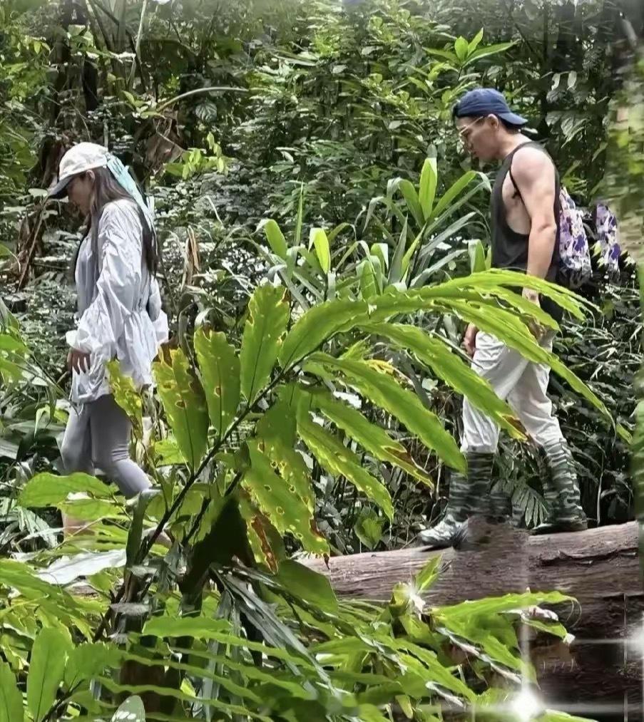 张馨予和武警老公丛林探险，小伙长得帅，身材结实肌肉发达!​​​