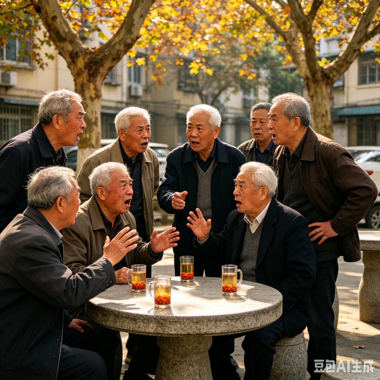 今天几个退休教师聚在一起，开始还说说笑笑，后来聊到养老金，一个早退中人的与一个退