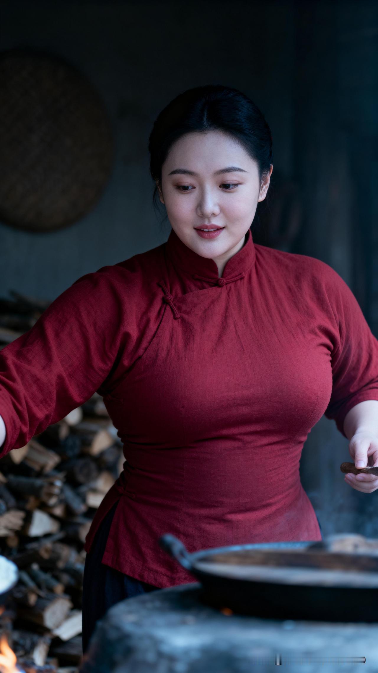 人间烟火气，最抚凡人心。红衫与柴灶，是岁月沉淀的温柔与热烈。