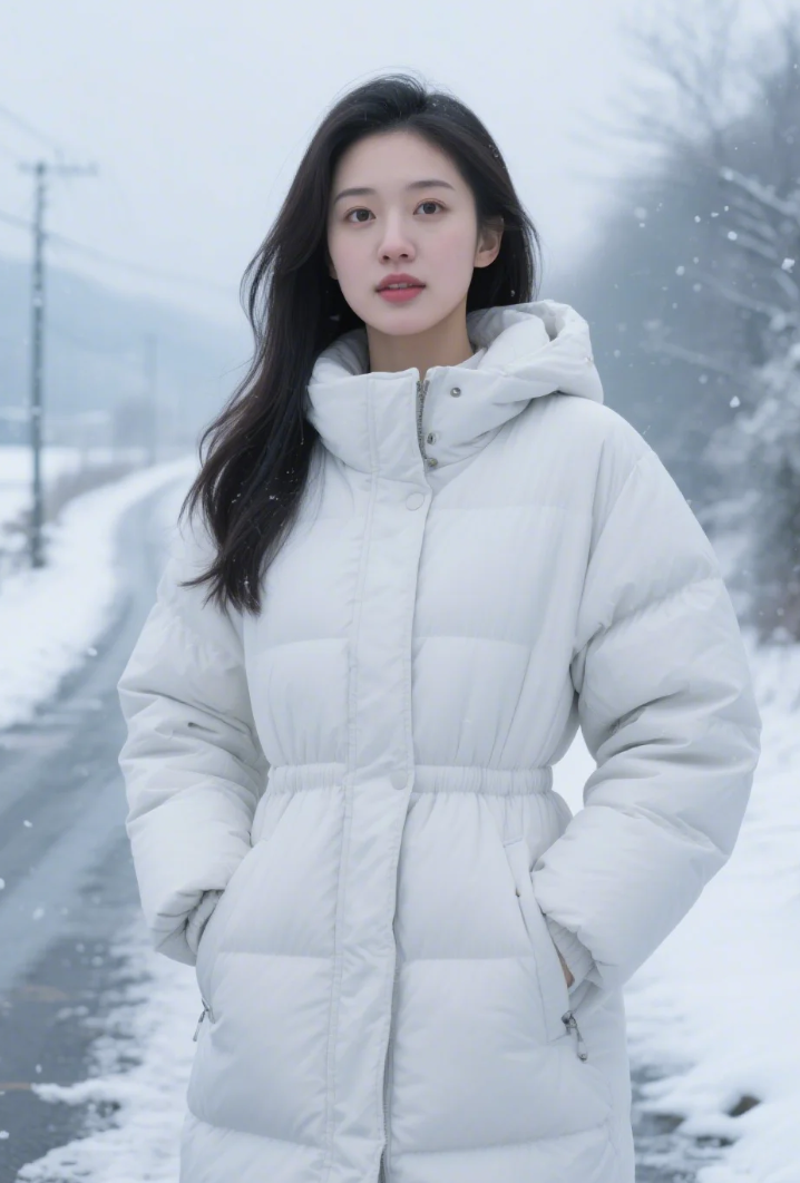 这美女雪地一走，雪花都绕着她飞…我：这路是不是被她美到自动撒盐化雪了？