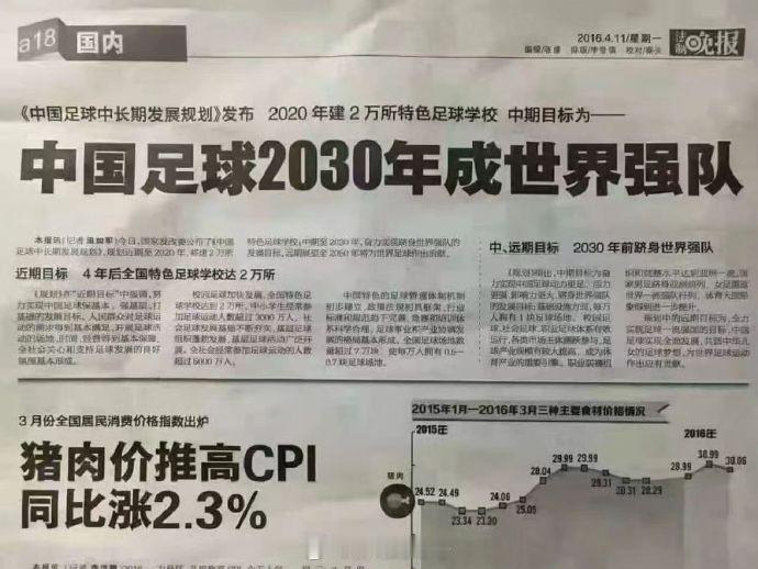 中国足球2030年成世界强队。不要慌，只需要等4年而已。世界杯中国足球