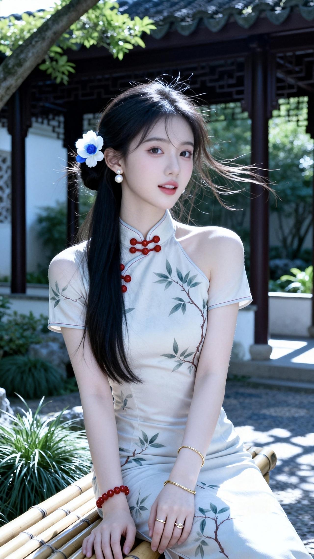 古典旗袍，优雅气质，花间美人，韵味十足。你舍得不多看👀两眼？