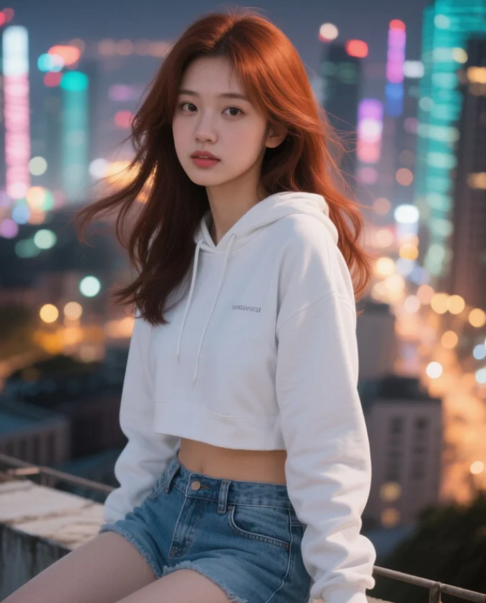 星空下的她，宛如一颗坠落人间的流星。