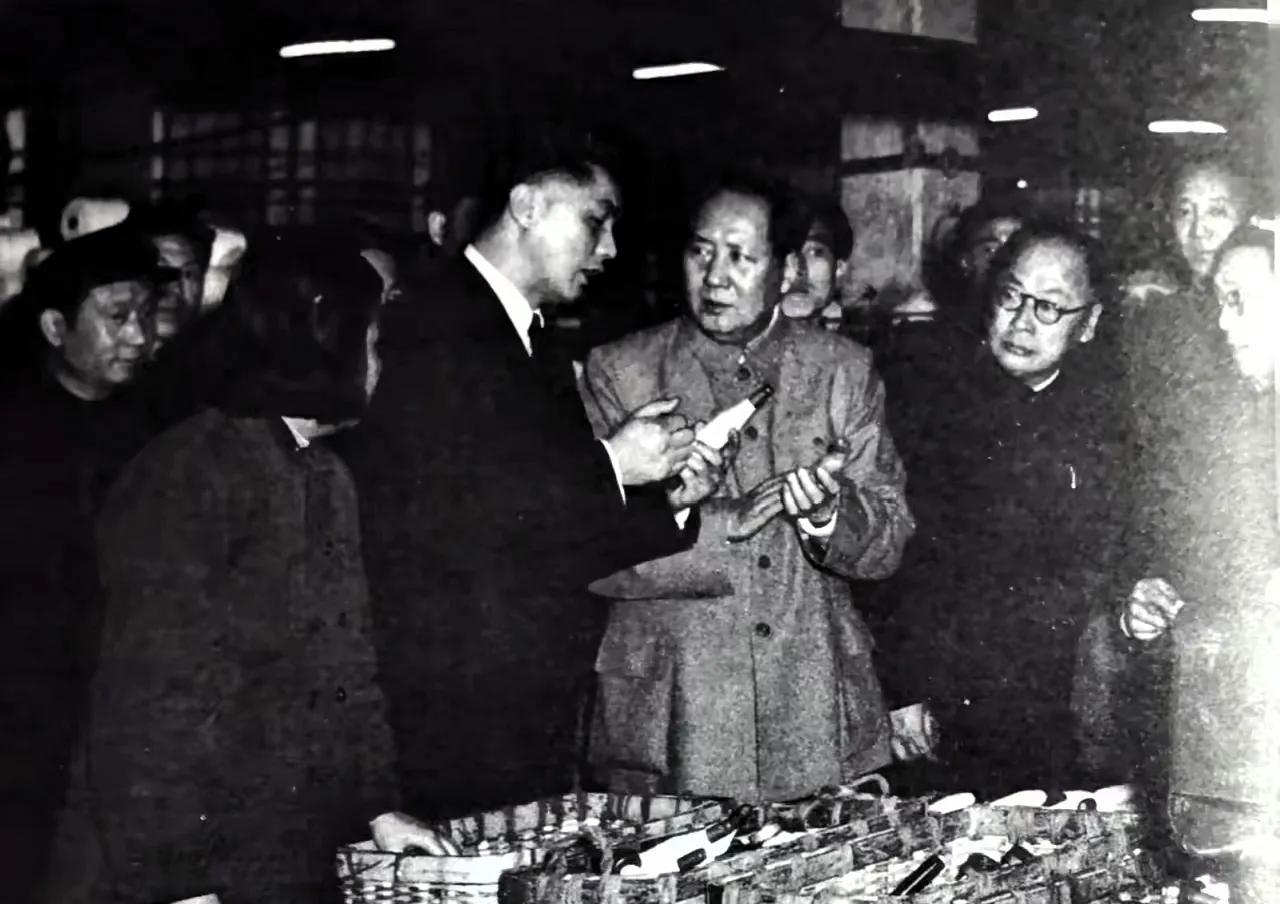 珍贵的一张黑白照片。1956年1月10日，领袖毛主席在上海与荣毅仁交谈时，留下