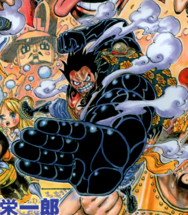 TalkOP群友交流的趣味老细节：四档弹跳人的路飞配色是黑的，四档蛇人的路飞配色