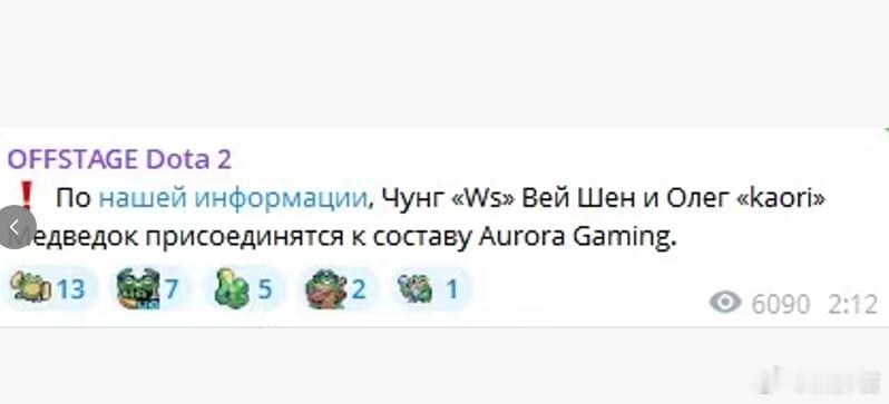 欧若拉官宣老东京和Oli离队，有外媒爆料WS将会去欧若拉，那么问题来了，谁去VG