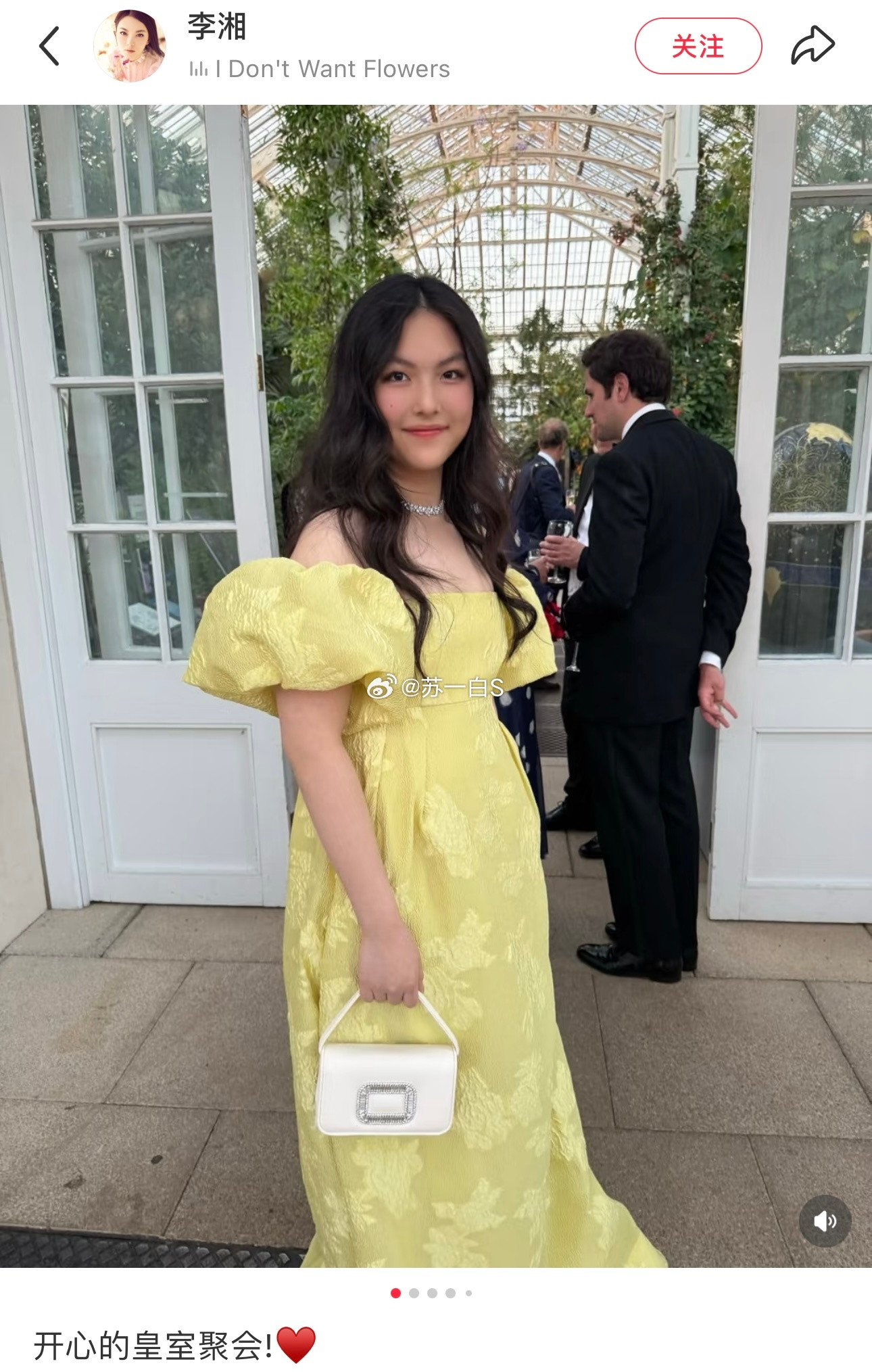 李湘、王诗龄参加在英国伦敦邱园举行的“大象家族艺术与保护之夜”活动👇（图四查尔