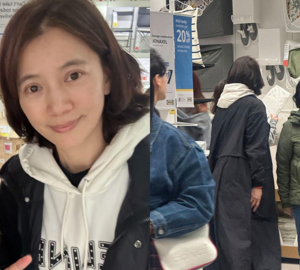 袁咏仪素颜长这样？最近有网友在伦敦逛街遇到了靚靚，她穿着长款风衣搭配白色连帽卫衣