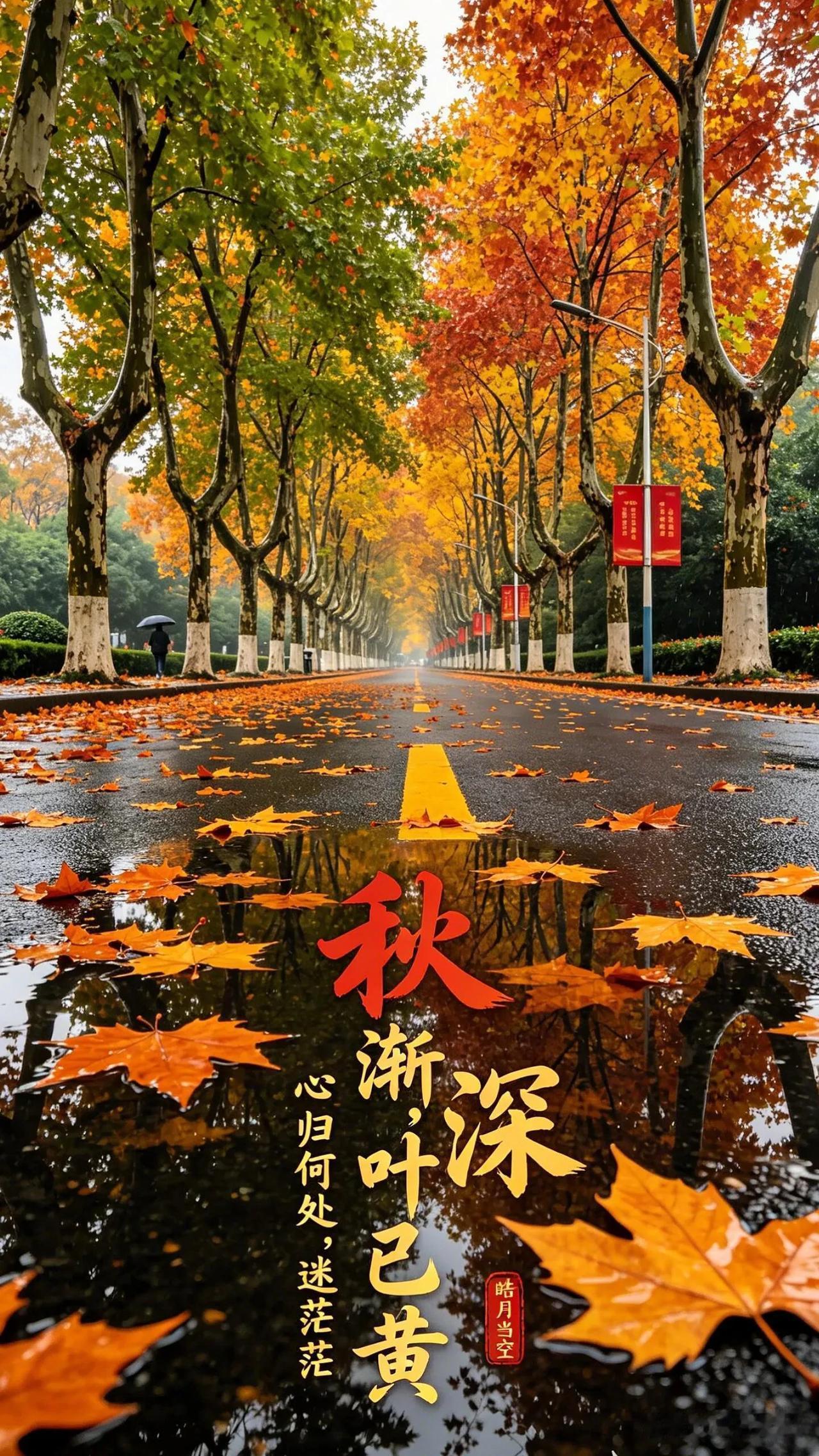 秋深叶黄，岁月安然，早安吉祥