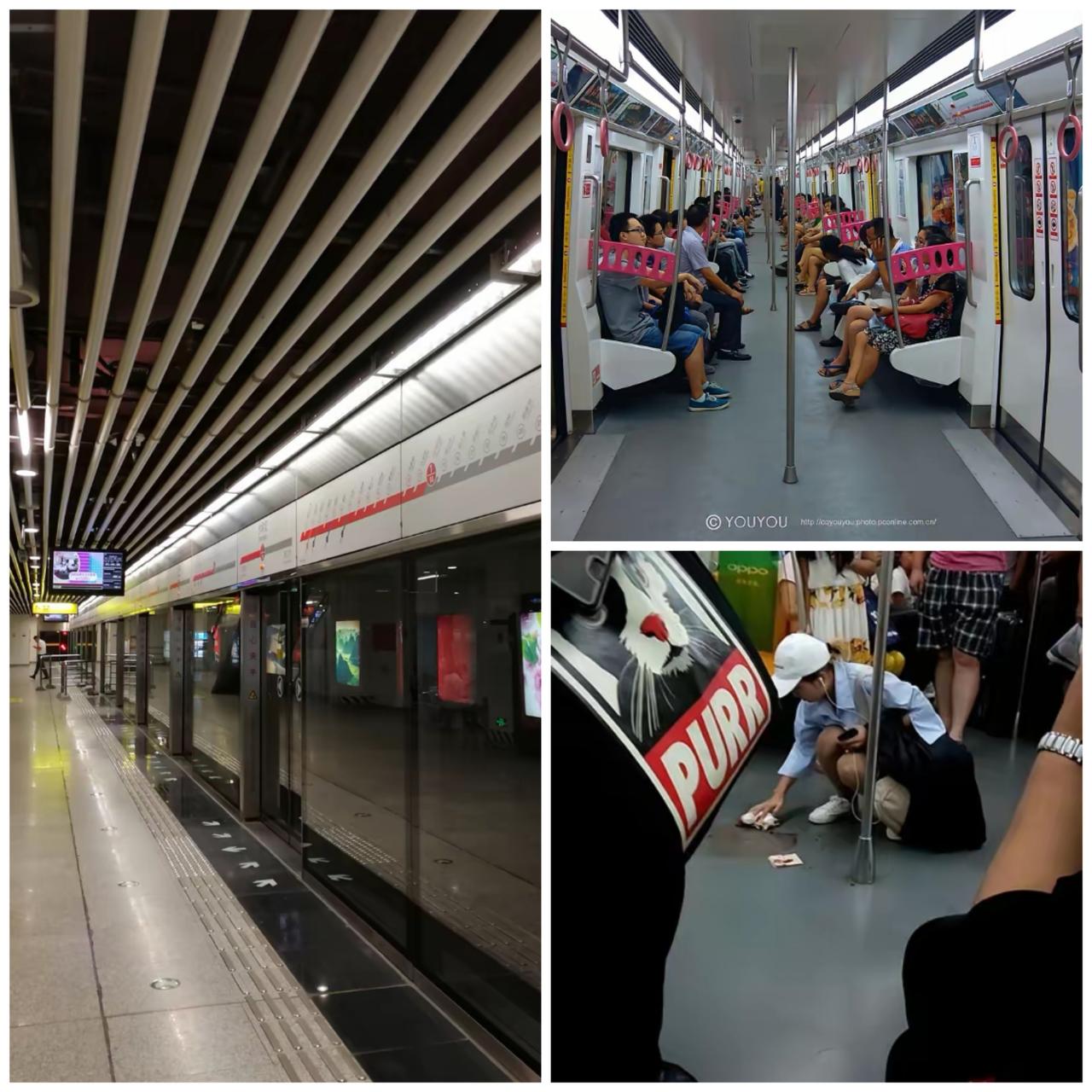 3月23日，重庆地铁1号线上，一名女孩突然口吐鲜血，周围乘客都被眼前的一幕惊到。