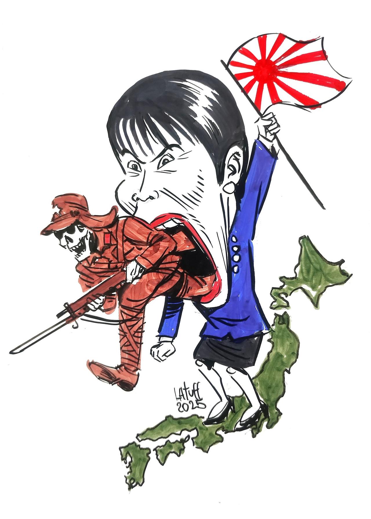 巴西漫画家卡洛斯·拉图夫：所有人都清楚，高市早苗试图重燃二战的幽灵，这不仅对日本