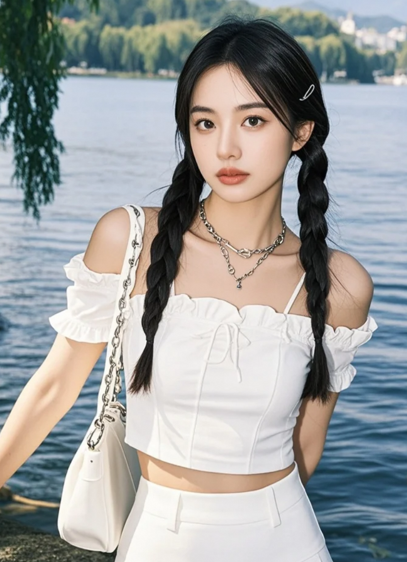 遇见湖光里的她，心动瞬间。