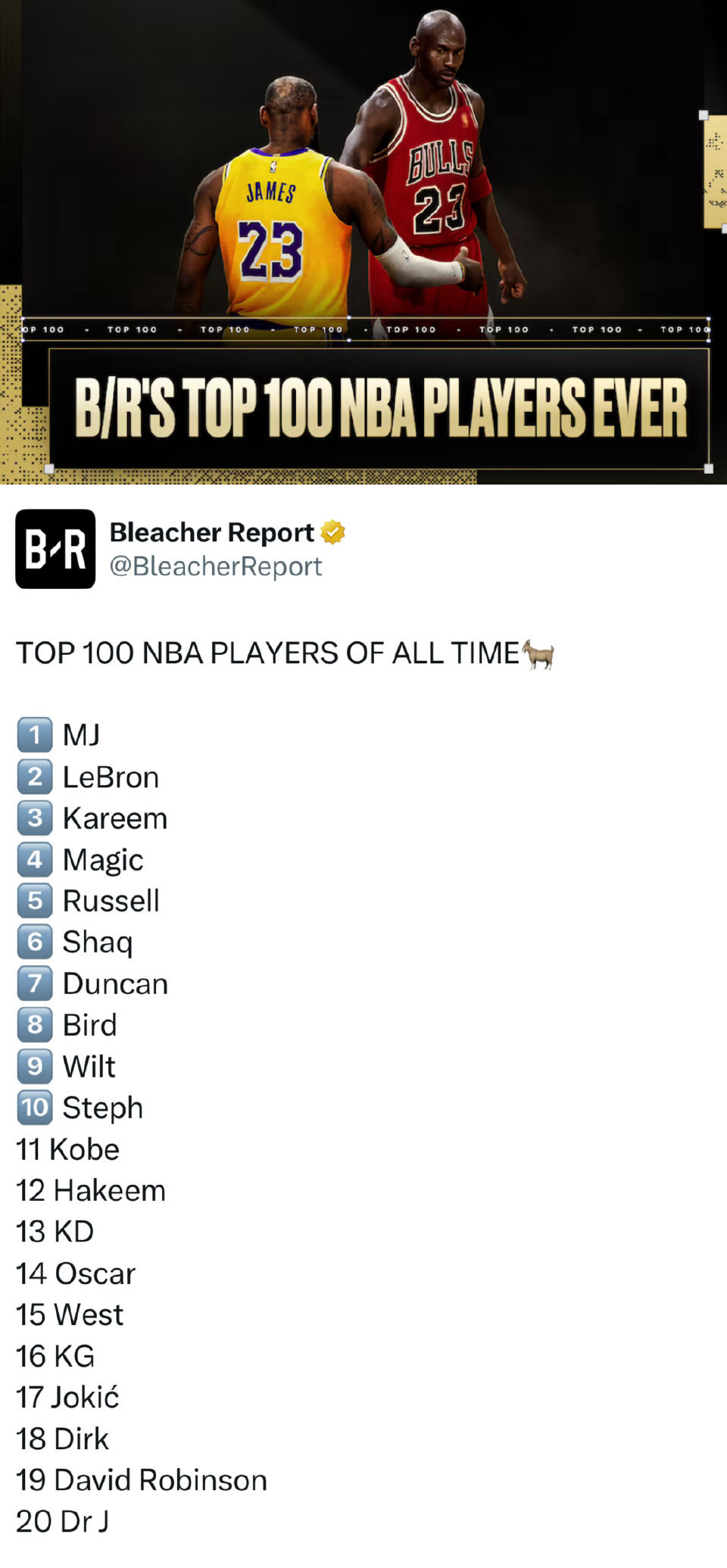 库里历史地位首超科比？露天看台最新NBA百大球星排名引爆争议！