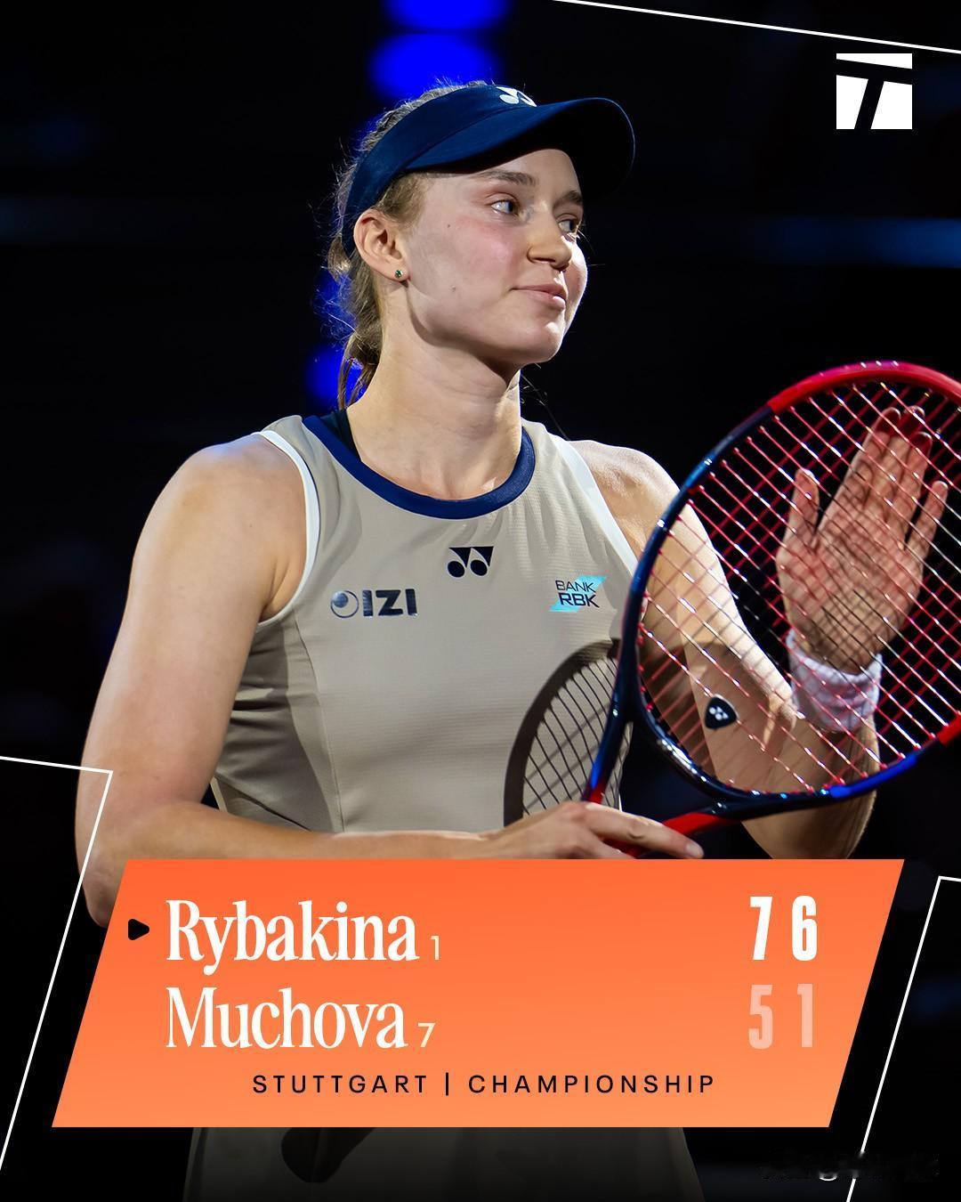 莱巴金娜7-5/6-1穆霍娃轻松拿到第二辆保时捷。埃琳娜再次成为斯图加特冠军