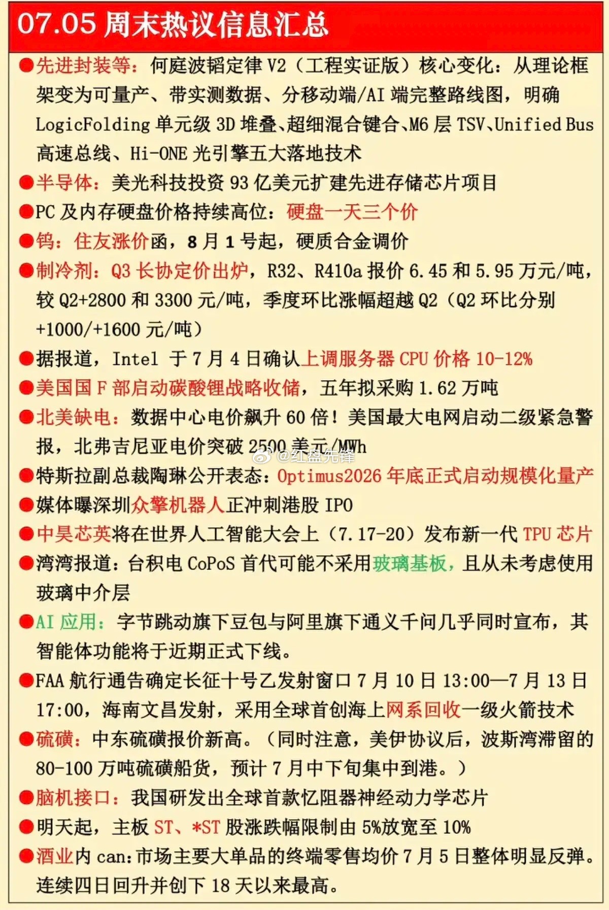 7.5周末发酵八大题材全整理！多条重磅消息来袭