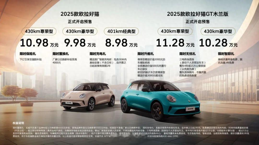 长城还是要抓住小电车市场！2025款欧拉好猫8.98万元开启预售，抓紧吧，这车其