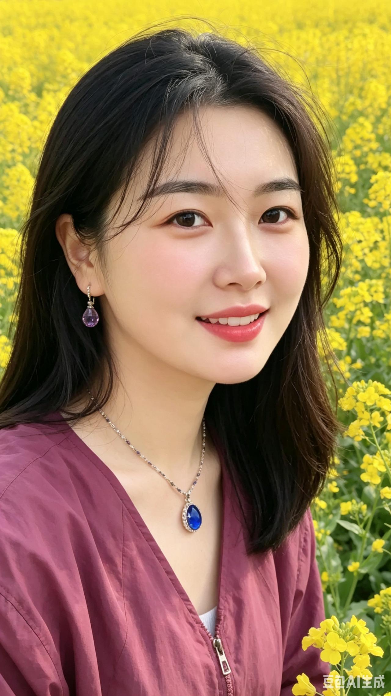 求偶寄情眉眼含情笑意绵温婉气质惹人怜乌发垂肩肤似玉明眸流盼动心田相逢一