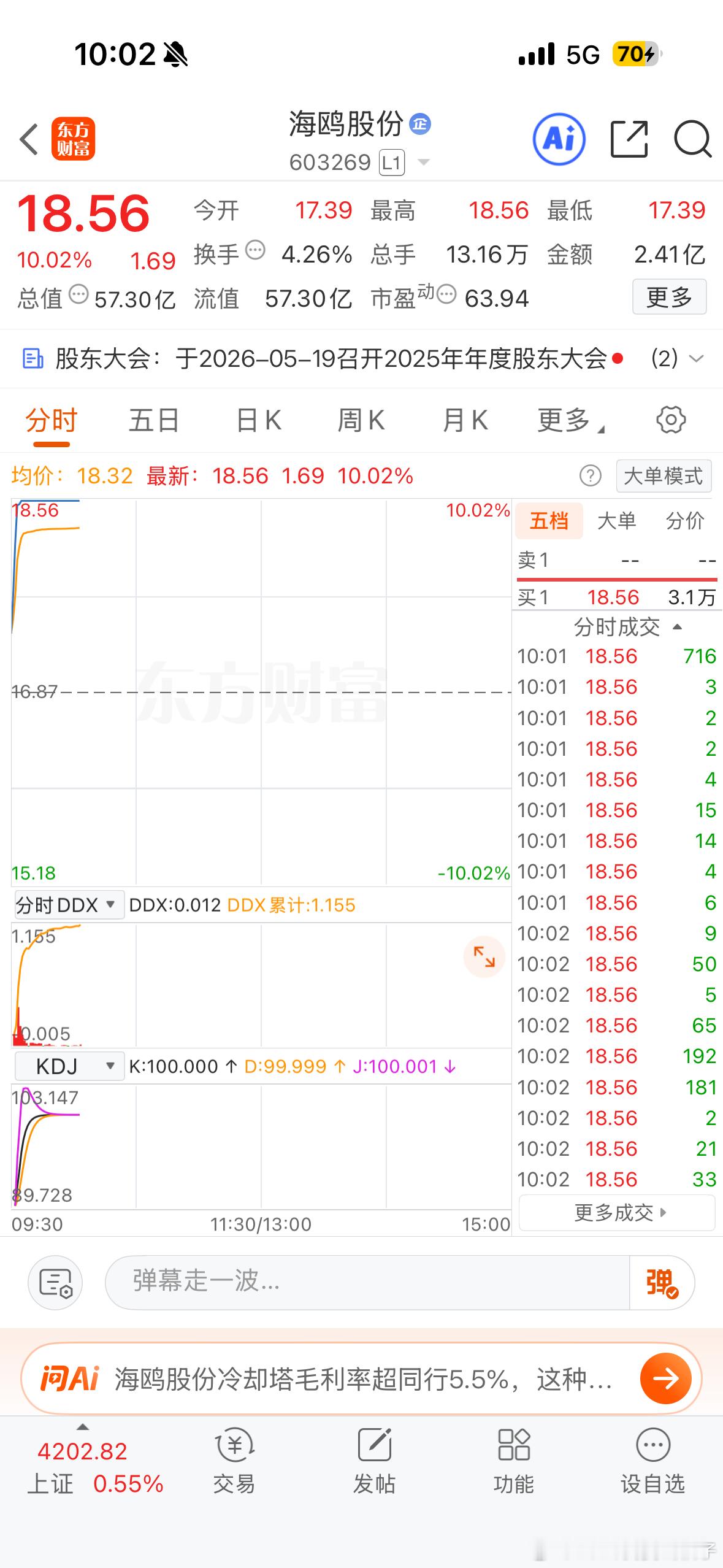 上周通知的海鸥股份，你们有跟上吗？