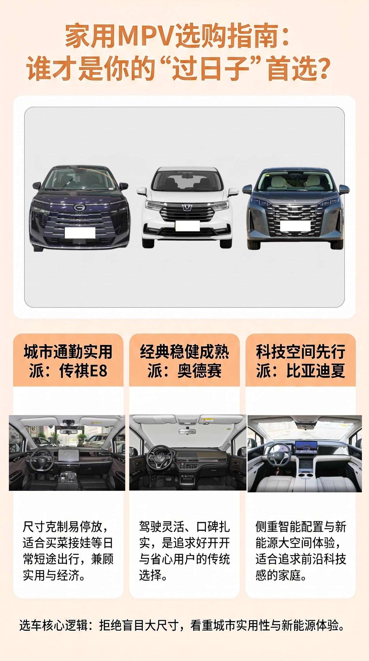 【家用MPV传祺E8、奥德赛、比亚迪夏，谁更适合过日子？】家用MPV不是越大