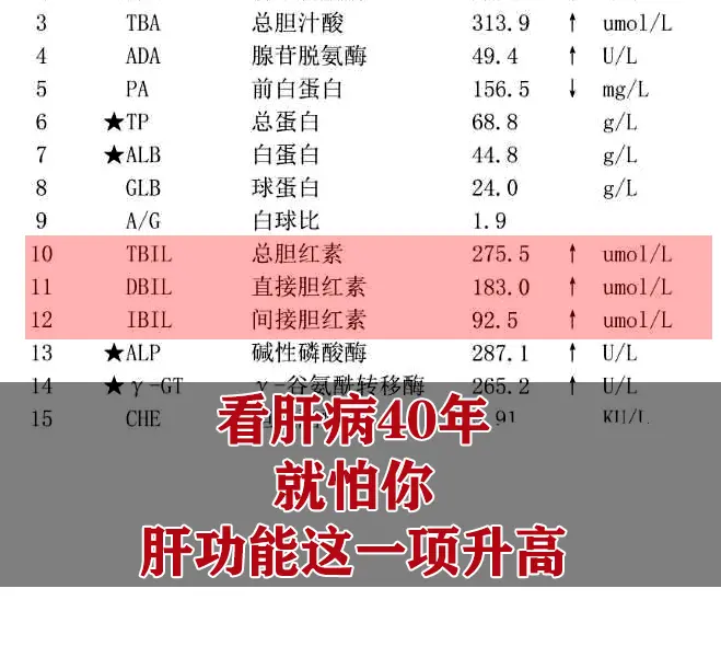刚一位肝友发来的肝功化验单，情况不容乐观。总胆红素高达275.5umo...