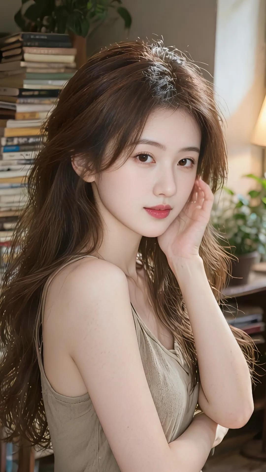 阳光洒进来的午后，慵懒的少女在书香中沉醉。